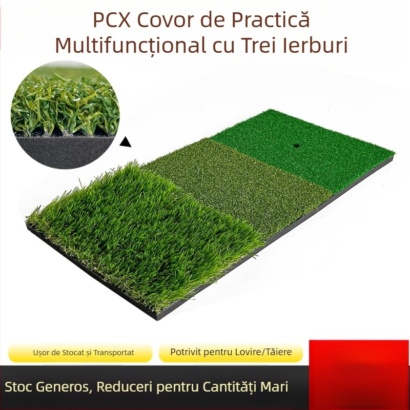 Saltea de antrenament de golf direct din fabrică, portabilă, pentru exerciții în aer liber, cu leagăn, pentru exerciții de golf, cu trei saltele de iarbă