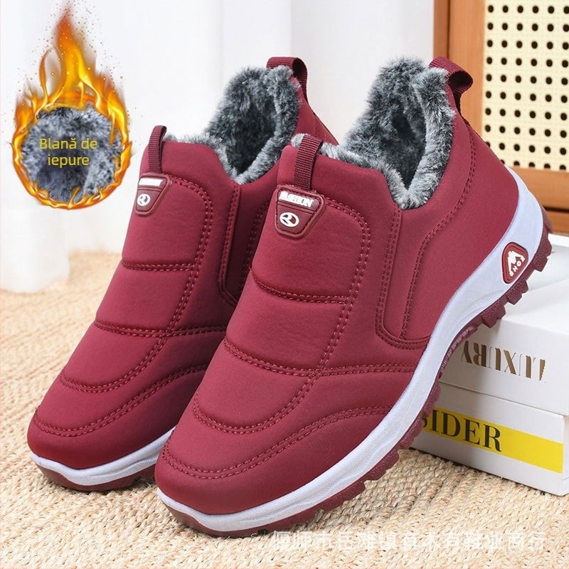 Pantofi vechi din bumbac Beijing pentru femei, cu căptușeală din fleece de iarnă, cu tehnologie Heattech pentru mame de vârstă mijlocie și în vârstă, tălpi moi antiderapante, cizme din bumbac îngroșat pentru vârstnici și bunici