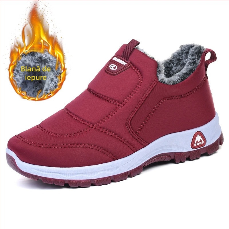 Pantofi vechi din bumbac Beijing pentru femei, cu căptușeală din fleece de iarnă, cu tehnologie Heattech pentru mame de vârstă mijlocie și în vârstă, tălpi moi antiderapante, cizme din bumbac îngroșat pentru vârstnici și bunici