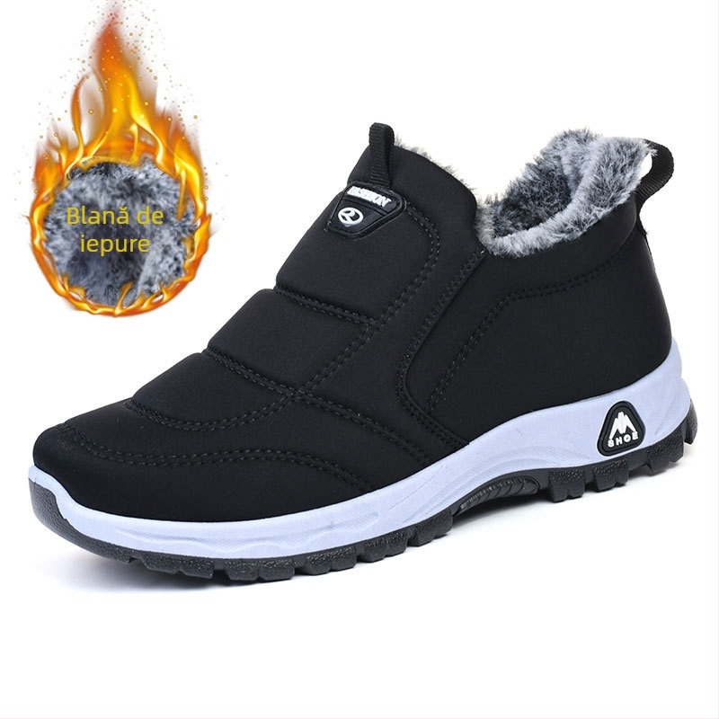 Pantofi vechi din bumbac Beijing pentru femei, cu căptușeală din fleece de iarnă, cu tehnologie Heattech pentru mame de vârstă mijlocie și în vârstă, tălpi moi antiderapante, cizme din bumbac îngroșat pentru vârstnici și bunici