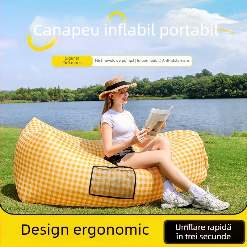 Canapea gonflabilă leneșă, portabilă, pentru plajă, în aer liber, cu aer, pentru pat, sac de dormit leneș, potrivit pentru culori, producător en-gros