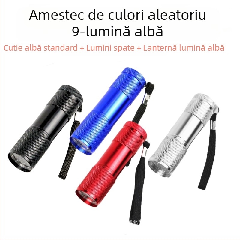 Producătorii transfrontalieri furnizează direct lampă fluorescentă cu detector de bani din aliaj de aluminiu cu lanternă violetă cu 9 LED-uri, UV, ultraviolet