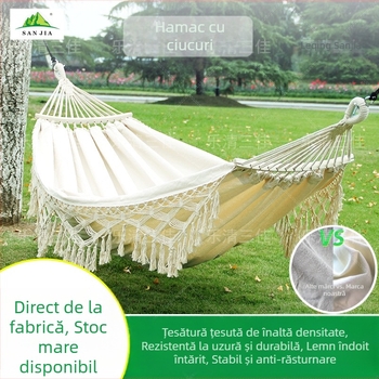 Hamac pliabil în aer liber, țesut manual, cu ciucuri europene și americane, leagăn din pânză, camping, băț curbat, portabil, dublu, scaun suspendat, en-gros