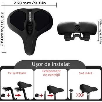Pernă de șa pentru biciclete, ergonomică, 260 * 250 mm, pentru biciclete de munte, cu absorbție de șocuri, îngroșată