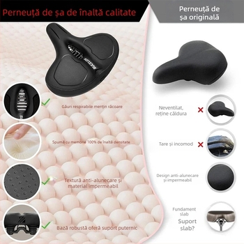 Pernă de șa pentru biciclete, ergonomică, 260 * 250 mm, pentru biciclete de munte, cu absorbție de șocuri, îngroșată