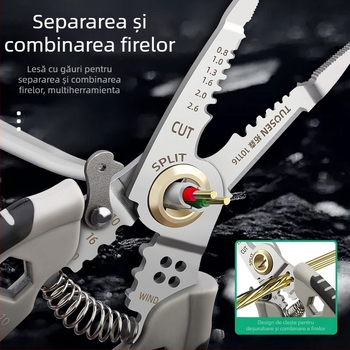 Dezizolator de sârmă multifuncțional Tuosen, instrument special pentru electricieni, tăietor de sârmă, tragerea sârmei, presarea sârmei, șurub de înfășurare a sârmei
