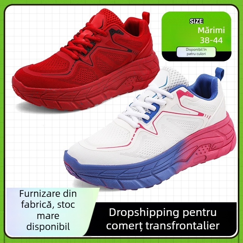 Pantofi sport pentru bărbați, pantofi sport cu platformă, respirabili, cu aspect de plasă, pentru interior și exterior, pentru alergare la modă