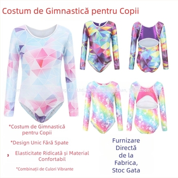 Îmbrăcăminte de gimnastică pentru copii, cu mânecă lungă, bronzare, îmbrăcăminte de dans pentru fete, balet, îmbrăcăminte de gimnastică fără spate, îmbrăcăminte de antrenament pentru copii, strâmt pentru copii