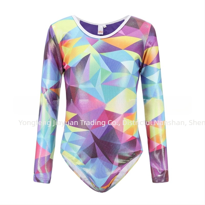 Îmbrăcăminte de gimnastică pentru copii, cu mânecă lungă, bronzare, îmbrăcăminte de dans pentru fete, balet, îmbrăcăminte de gimnastică fără spate, îmbrăcăminte de antrenament pentru copii, strâmt pentru copii