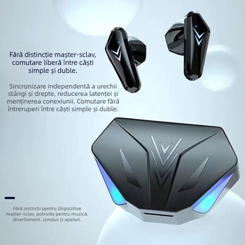 Căști P36 pentru jocuri, căști E-sport, cu delay redus, rezistență lungă, intraauriculare TWS Actions X15, căști Bluetooth E-sport