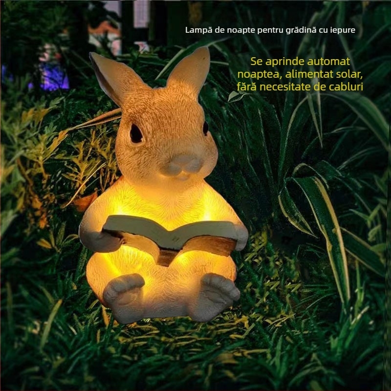 Lampă solară Amazon transfrontalieră pentru iepure, lampă de sol impermeabilă pentru curte exterioară, producător de lămpi peisagistice din rășină