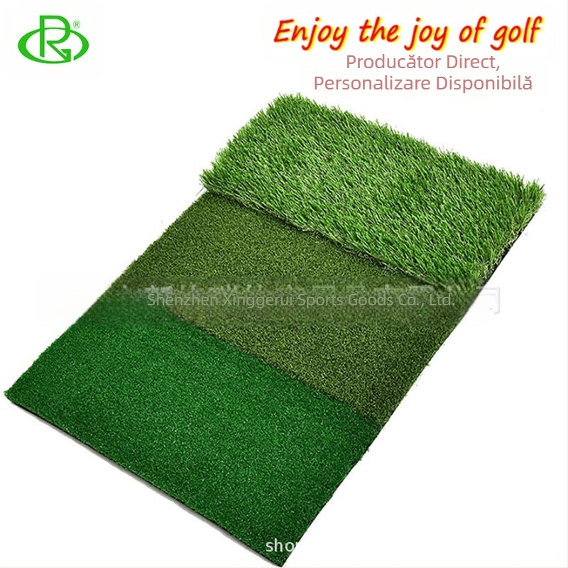 Furnizare de pad de lovire combinat cu trei tipuri de iarbă pentru golf, pad de swing pentru chipping, pad de lovire pentru antrenament în interior și în exterior, pad de golf de înaltă calitate