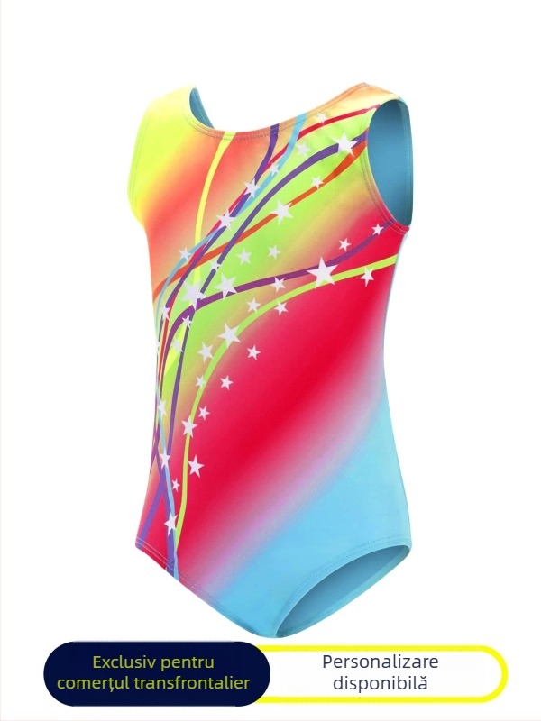 Îmbrăcăminte de gimnastică pentru copii, stație independentă de comerț exterior, culoare strip, stele, imprimate, îmbrăcăminte de antrenament, modă, corp plat, haine strâmte