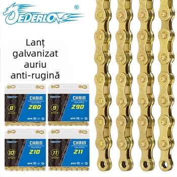 Lanț auriu pentru bicicletă de munte TOOPRE, bicicletă de șosea, 8 viteze, 9 10 11V, lanț cu viteză variabilă, complet placat antirugină