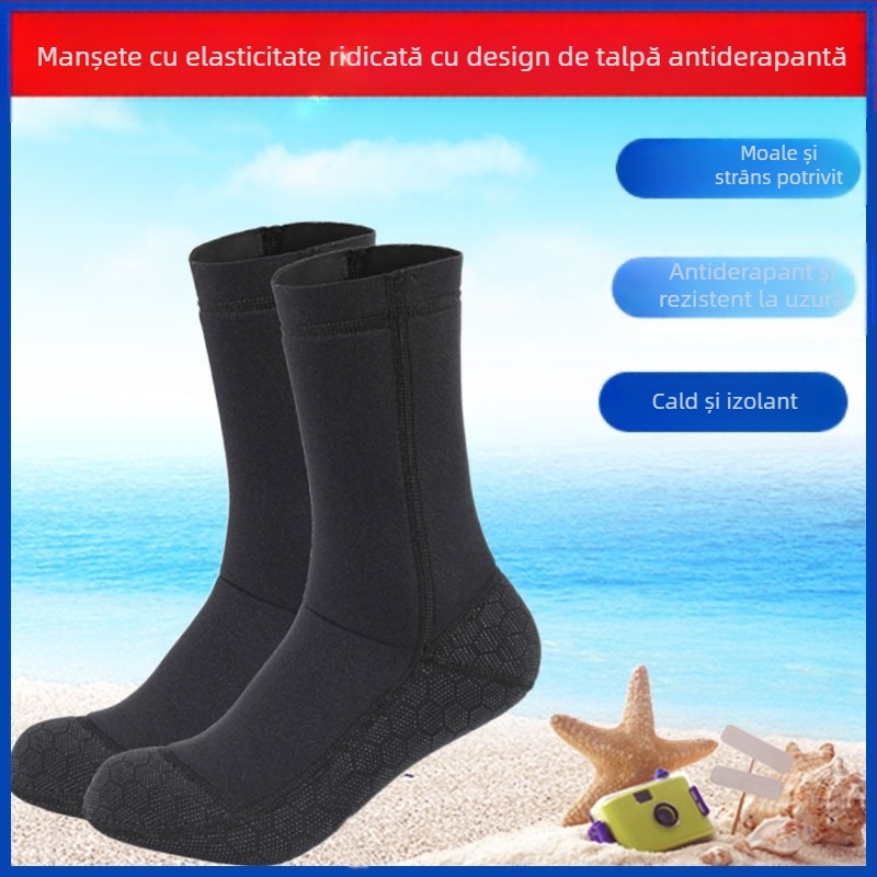 În stoc, pantofi de plajă, șosete de scufundări, șosete calde de 3 mm pentru snorkeling, husă pentru picioare, rezistentă la frig, rezistentă la spini, antiderapantă, pantofi și șosete de înot de iarnă, protecție pentru gleznă