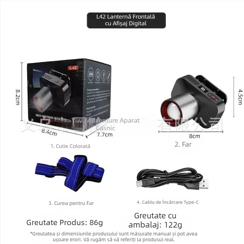 În numele exploziei de lumină puternică, lampă frontală inteligentă cu inducție multifuncțională pentru pescuit nocturn în aer liber, lampă portabilă reîncărcabilă cu rază lungă de acțiune, pentru miner.