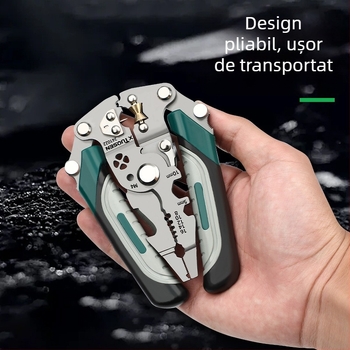 Clește de dezizolare pliabilă Tuosen, clește multifuncțional de tăiere a firelor, clește special pentru electricieni, clește de dezizolare