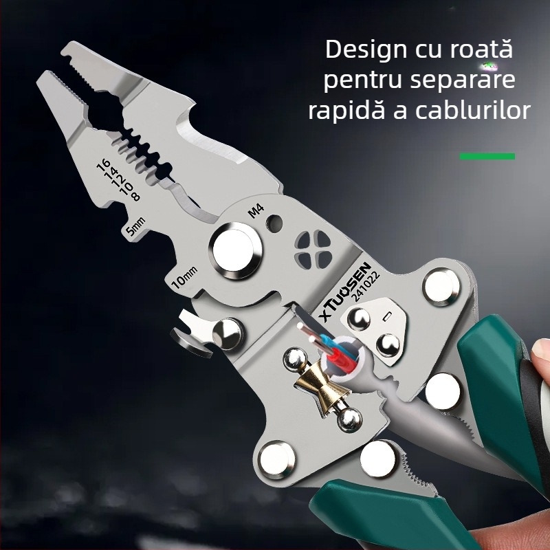 Clește de dezizolare pliabilă Tuosen, clește multifuncțional de tăiere a firelor, clește special pentru electricieni, clește de dezizolare