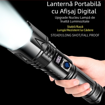 Lanternă portabilă multifuncțională cu LED-uri puternice, reîncărcabilă, din aliaj de aluminiu transfrontalier, cu ciocan de siguranță pentru exterior