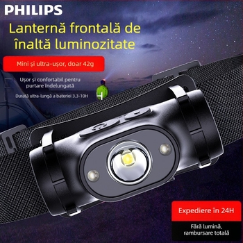 Lanternă frontală cu inducție Philips, lumină puternică specială pentru pescuit nocturn, încărcare montată pe cap, iluminare super strălucitoare, lanternă de lungă durată