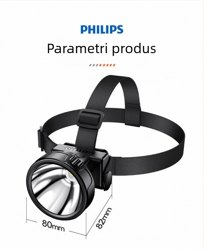 Lanternă frontală cu inducție Philips, lumină puternică specială pentru pescuit nocturn, încărcare montată pe cap, iluminare super strălucitoare, lanternă de lungă durată