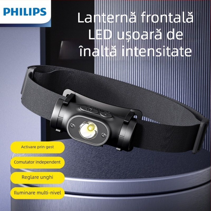 Lanternă frontală cu inducție Philips, lumină puternică specială pentru pescuit nocturn, încărcare montată pe cap, iluminare super strălucitoare, lanternă de lungă durată