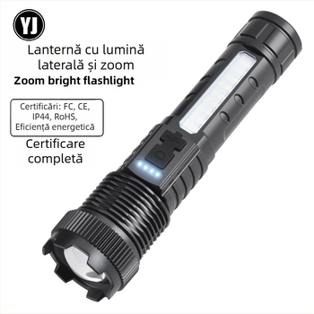 Lanternă transfrontalieră nouă 118 cu lumină puternică pentru exterior P50, zoom telescopic, cu clip pentru stilou de mare putere, bliț roșu și albastru, A76