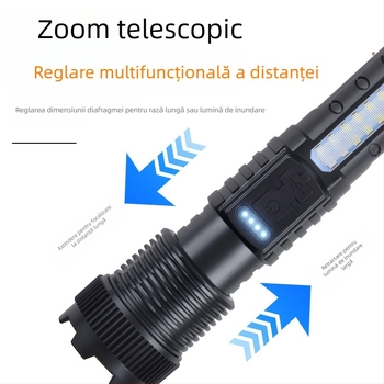 Lanternă transfrontalieră nouă 118 cu lumină puternică pentru exterior P50, zoom telescopic, cu clip pentru stilou de mare putere, bliț roșu și albastru, A76