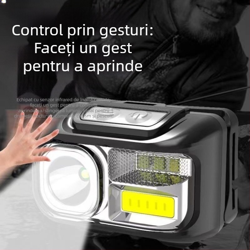 Lampă de pescuit nocturnă cu senzor LED, repelent împotriva țânțarilor, montată pe cap, ultra-luminoasă, lumină roșie, reîncărcabilă, iluminare în aer liber