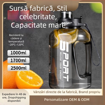 Sticlă de apă de mare capacitate, ulcior de apă pentru sporturi în aer liber, sticlă de apă portabilă din plastic de mare capacitate pentru bărbați și femei, studenți