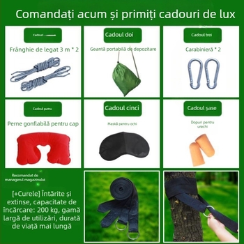 Hamac din plasă de mătase de gheață, leagăn în aer liber, pat de copac agățat, pat de dormit din plasă, pat de vară, câmp Shaker, adult, agățat, frânghie dublă