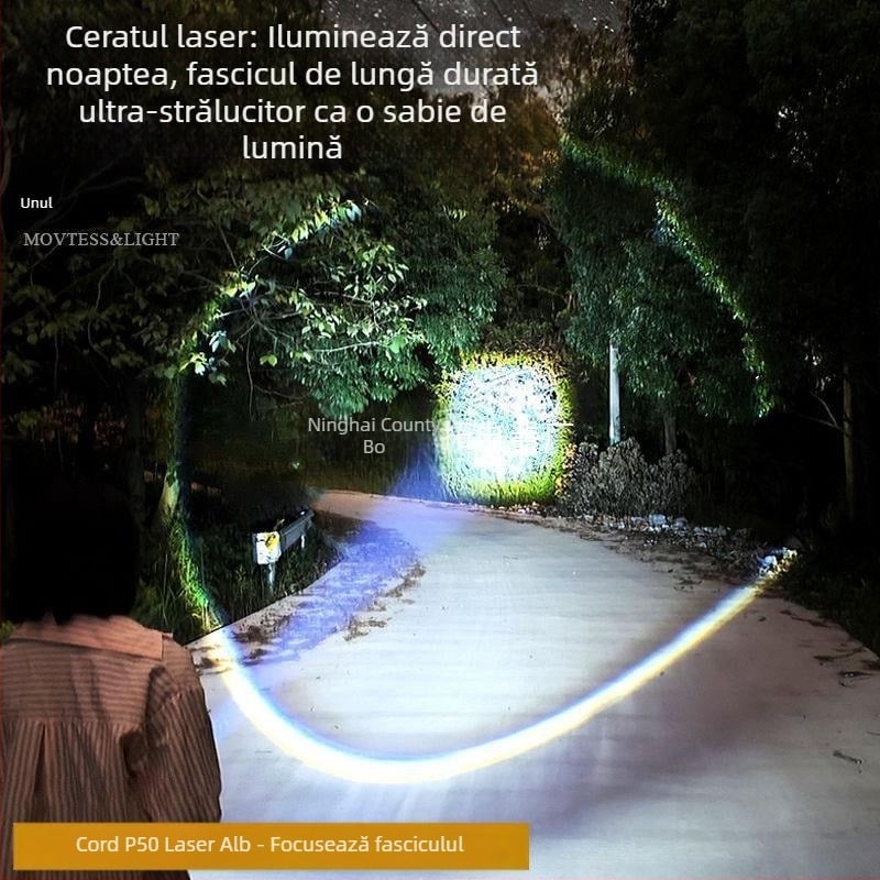 Reflector de patrulare în aer liber transfrontalier, lanternă cu lumină puternică cu rază lungă de acțiune, încărcare portabilă, lanternă telescopică mică, proiector en-gros P50