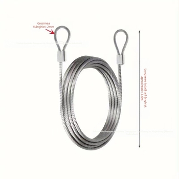 Cablu de rufe universal pentru exterior și interior, rezistent la uzură, din oțel inoxidabil, acoperit cu cauciuc
