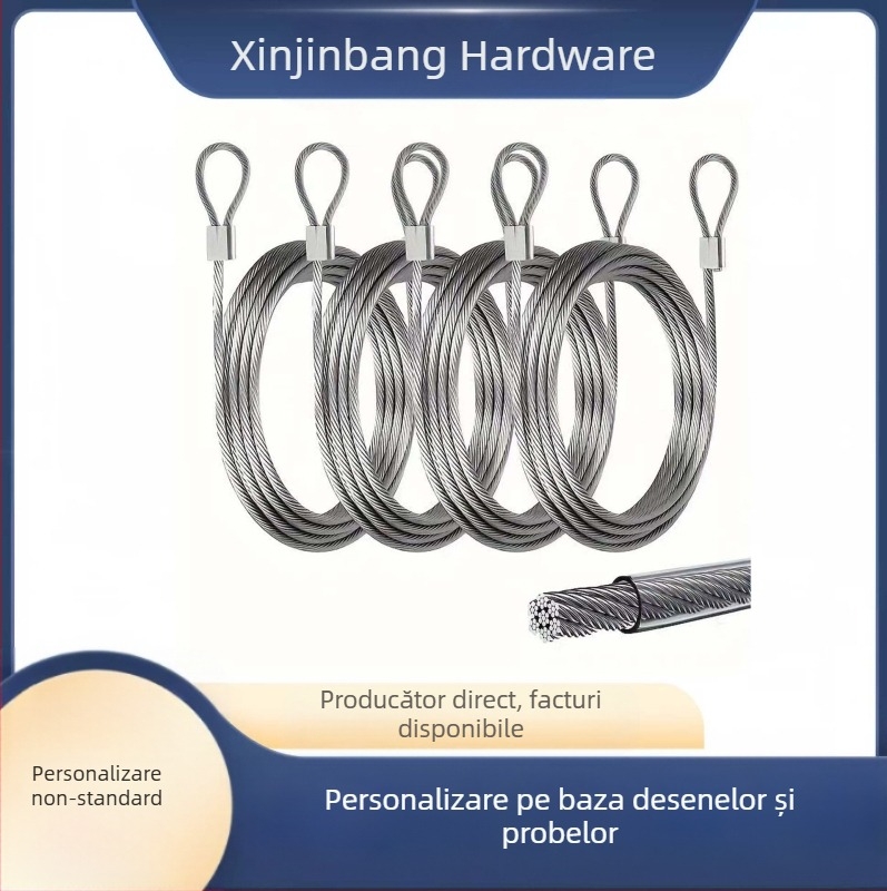 Cablu de rufe universal pentru exterior și interior, rezistent la uzură, din oțel inoxidabil, acoperit cu cauciuc