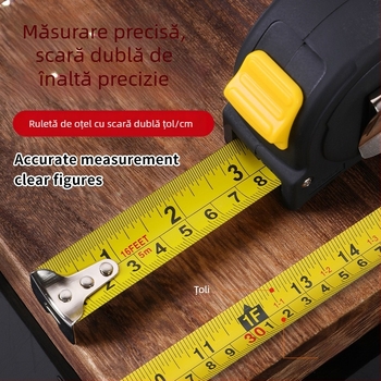 Ruletă britanică pentru comerț exterior, 5 m, 3 m, bandă de oțel, riglă rezistentă la uzură, îngroșată, de înaltă precizie, tip cutie, bandă de măsurare