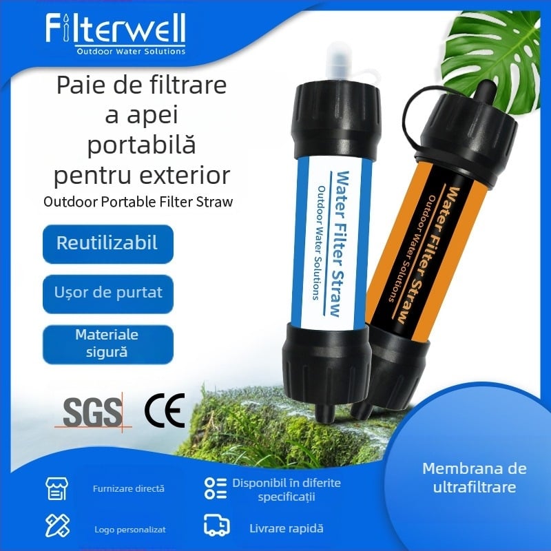 Furnizare directă din fabrică, membrană de ultrafiltrare, portabilă, purificare a apei în aer liber, paie, filtru cu un singur soldat, băut direct
