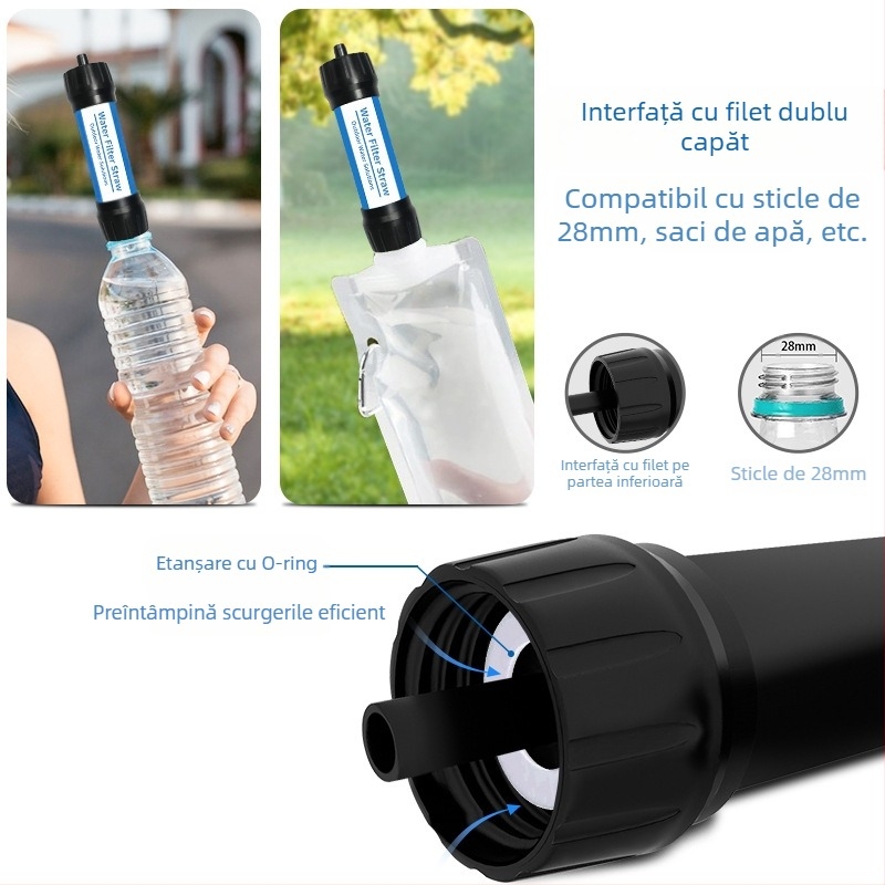 Furnizare directă din fabrică, membrană de ultrafiltrare, portabilă, purificare a apei în aer liber, paie, filtru cu un singur soldat, băut direct