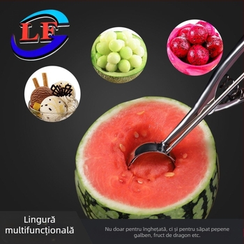 Lingură de înghețată din oțel inoxidabil, lingură de înghețată, lingură de fructe cu bile, îngroșată, ușor de curățat, lingură de înghețată, lingură de săpat cu bile