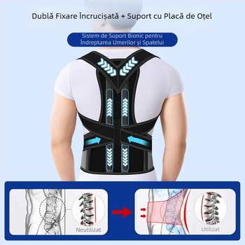 Orteză cu cocoașă, cu umăr deschis, spate drept, pentru bărbați și femei, special pentru scolioză, orteză pentru adulți, cu artefact