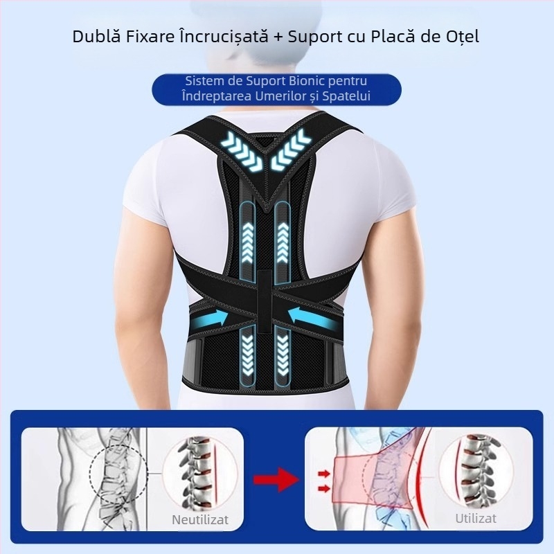 Orteză cu cocoașă, cu umăr deschis, spate drept, pentru bărbați și femei, special pentru scolioză, orteză pentru adulți, cu artefact
