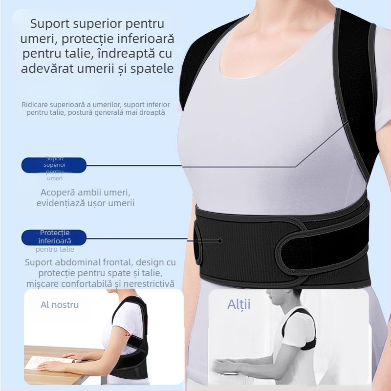 Orteză cu cocoașă, cu umăr deschis, spate drept, pentru bărbați și femei, special pentru scolioză, orteză pentru adulți, cu artefact