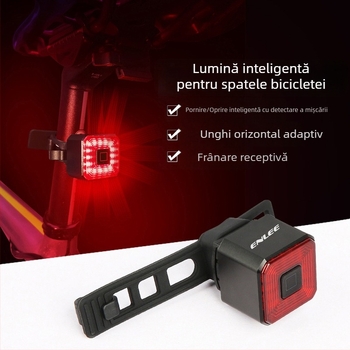 Enlee, lumină spate pentru bicicletă, frână, lumină spate inteligentă cu încărcare, LED, lumină de avertizare impermeabilă pentru mers pe timp de noapte, echipament de echitație