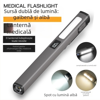 Lampă medicală cu stilou reîncărcabilă cu trei surse de lumină, nouă în formă de mini stilou, cu LED-uri, lanternă puternică pentru elevi, cu stilou