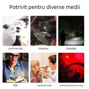 Lampă medicală cu stilou reîncărcabilă cu trei surse de lumină, nouă în formă de mini stilou, cu LED-uri, lanternă puternică pentru elevi, cu stilou