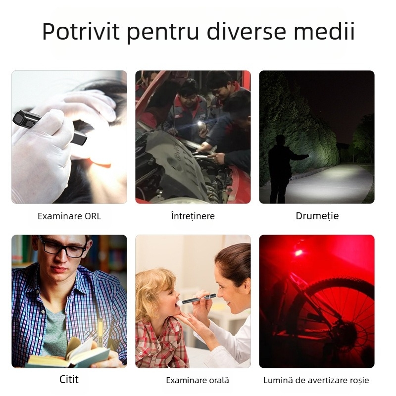 Lampă medicală cu stilou reîncărcabilă cu trei surse de lumină, nouă în formă de mini stilou, cu LED-uri, lanternă puternică pentru elevi, cu stilou