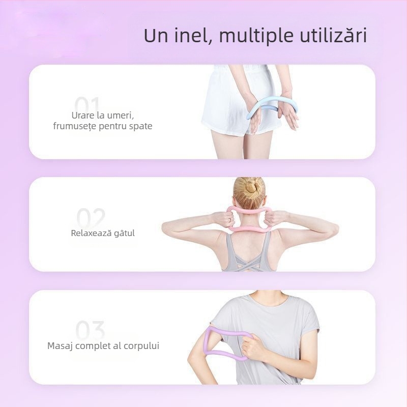 Inel de yoga cu spate deschis pentru umeri, inel de relaxare și stretch, inel Pilates TPR moale pentru fascie, inel de fitness