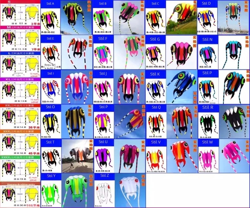 Zmeu gonflabil cu trilobite moi, zmeu mare, moale, zmeu din nailon, umbrelă din pânză, zmeu