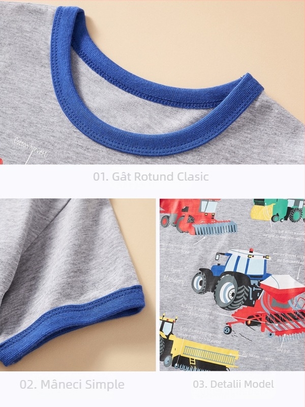 Îmbrăcăminte pentru copii 2024, îmbrăcăminte de vară pentru băieți, gri, cu mânecă scurtă, din bumbac, tricou pentru copii, model de desene animate, vară cu mânecă jumătate, fabrică
