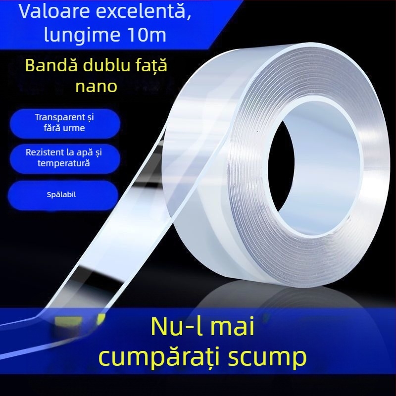 Bandă acrilică transparentă dublu adezivă, fără urme, rezistență la temperaturi ridicate, transparență ridicată, vâscozitate ridicată, impermeabilă puternică, bandă nano fără urme, en-gros