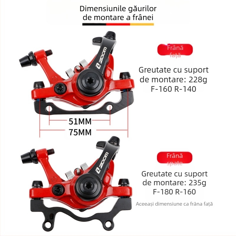 În stoc, frână cu disc pentru bicicletă, frână cu disc din aliaj de aluminiu, ZOOM, frână față Xinlong, frână spate, frână de munte